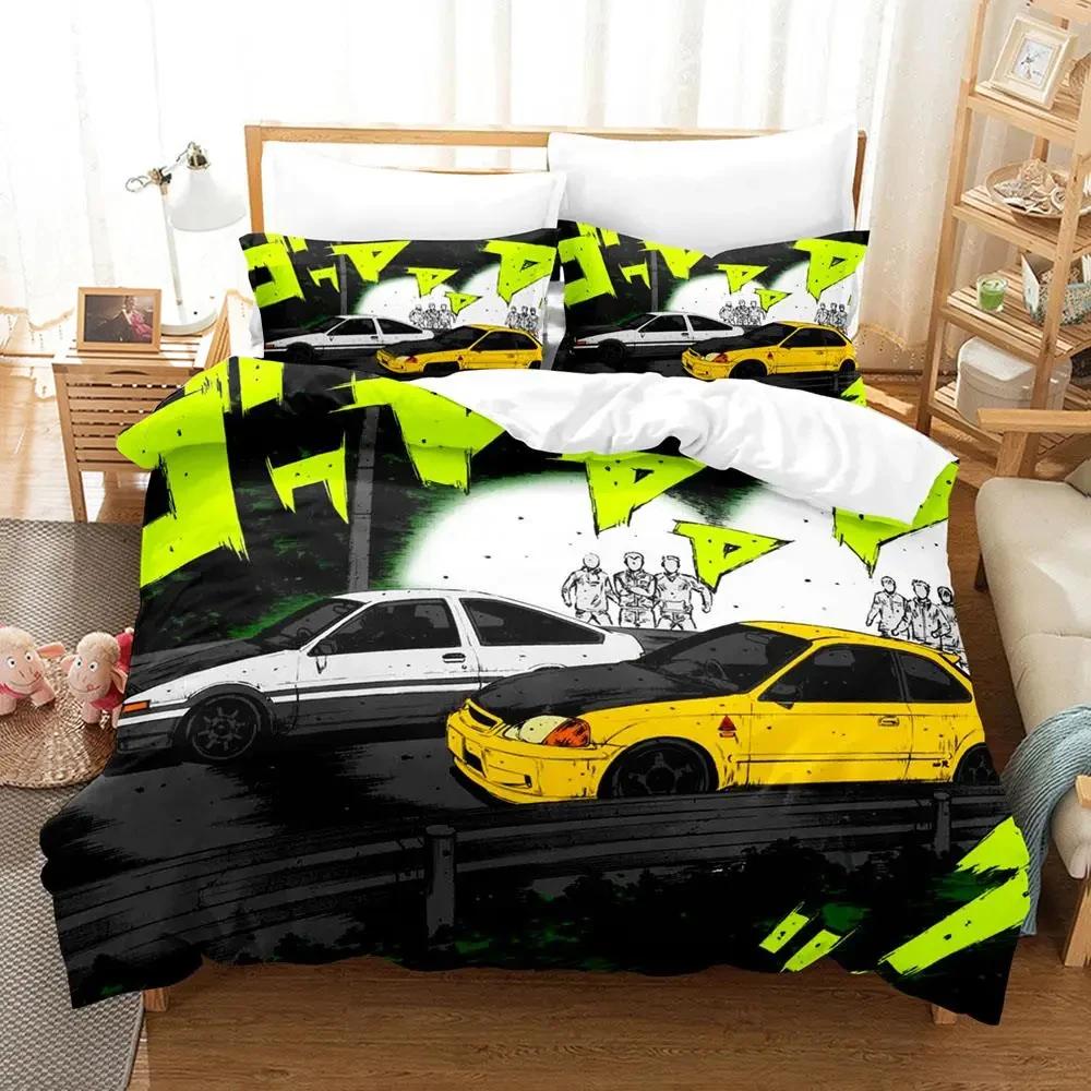 Initial Ae86 Boys Bedroom Bedding Set Single Twin Full Queen King Size Aldult Duvetcover 3D Anime Bed Sheet Set