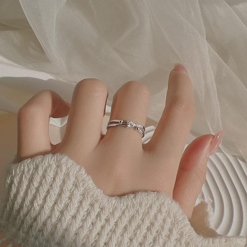 Star Trail Pink Diamond Women's Adjustable Open Ring: High-End Niche Design, Light Luxury, INS Cold Style