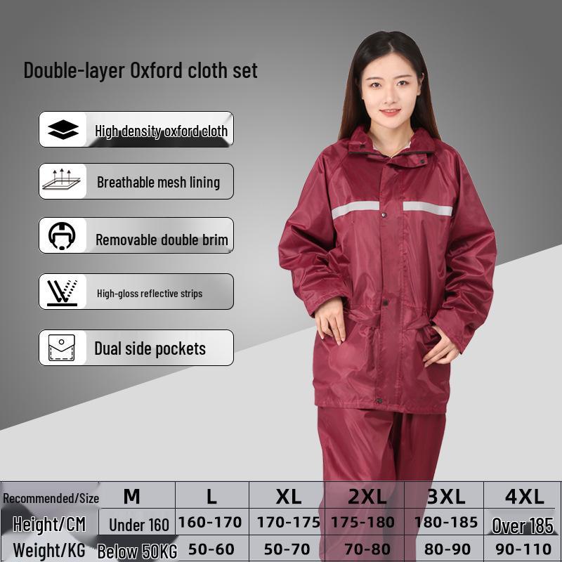 Men's Reflective Raincoat & Pants Set: Outdoor Anti-Heavy Rain Cycling/Motorcycle Protection, Split Style.