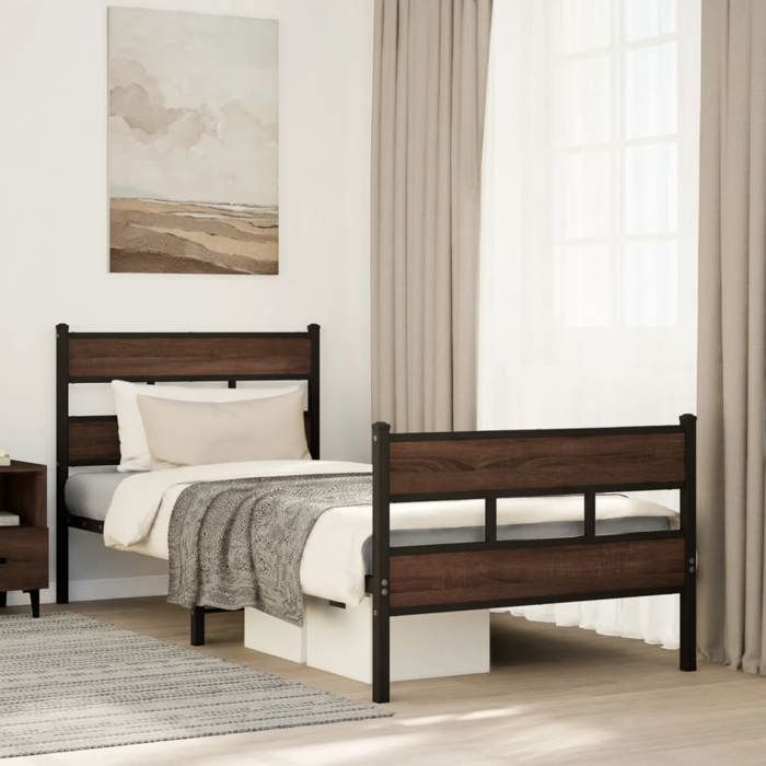 VidaXL Bed Frames Without Mattress with Headboard and Footboard, Single Bed, Bedroom Furniture, Guest Bed, 4017164