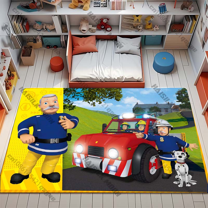 

Cute Fireman S Sam Carpet New Release! Rug for Living Room Bedroom, Children s Room,Durable Machine Washable Mat, Gifts for Kids 70cmx100cm