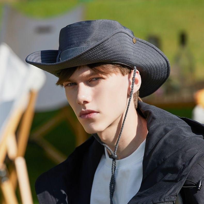 Versatile Western Cowboy Hat Men and Women Outdoor Mountaineering Summer Visor Hat Fishing Sun Protection Bucket Hat Camping Breathable