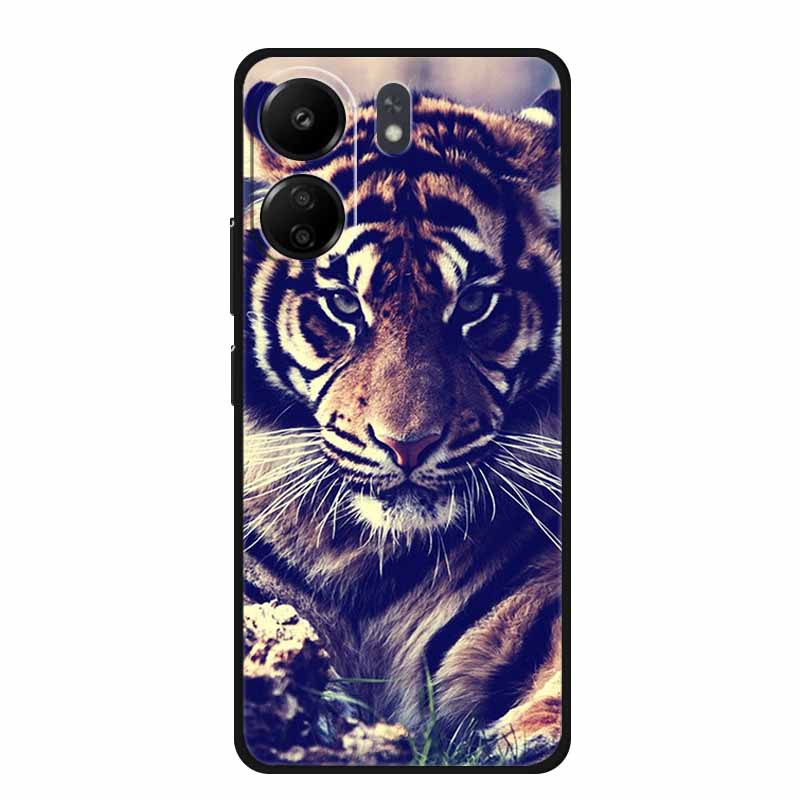 Phone Cases for Redmi 13C 13R Soft Silicone TPU Cover for Xiaomi Redmi13 C R Animal Wolf Funda Vividly Lion Tiger Capa 13 C R