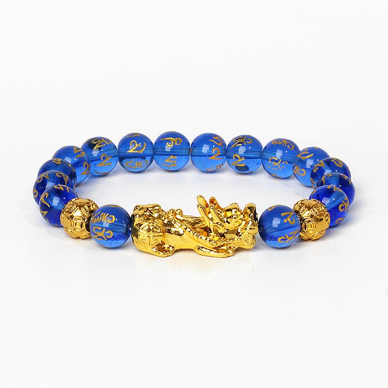 Feng Shui Black Obsidian Wealth Bracelets Men Color Changed Pi Xiu Bracelets Women 10mm Dragon Mantra Bead Bangle Lucky Jewelry