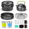 Camping Cookware Set 11pcs Mess Kit, Aluminum Non-Stick Pot and Pan Set, Backpacking Cookware
