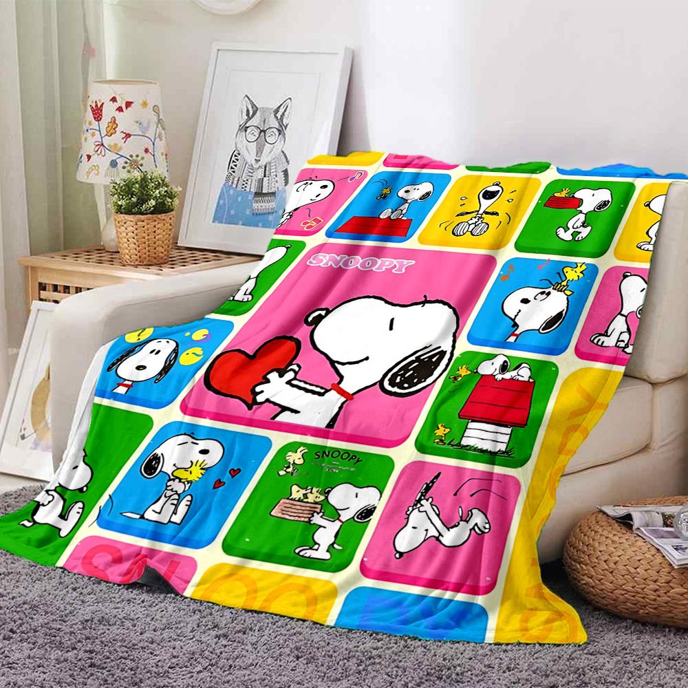1pc Snoopys Valentine Collage flannel Blanket for Super Soft Cute Comfort Blanket for Travel Bedding Couch Sofa Blanket Y7306