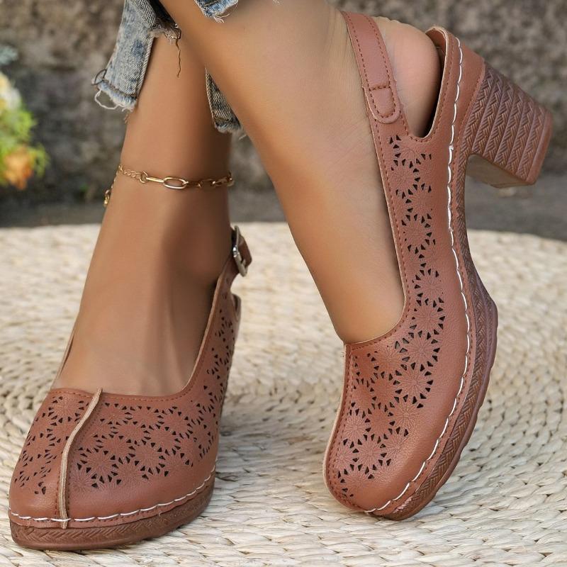 Plus Size Women Chunky High Heel Sandals