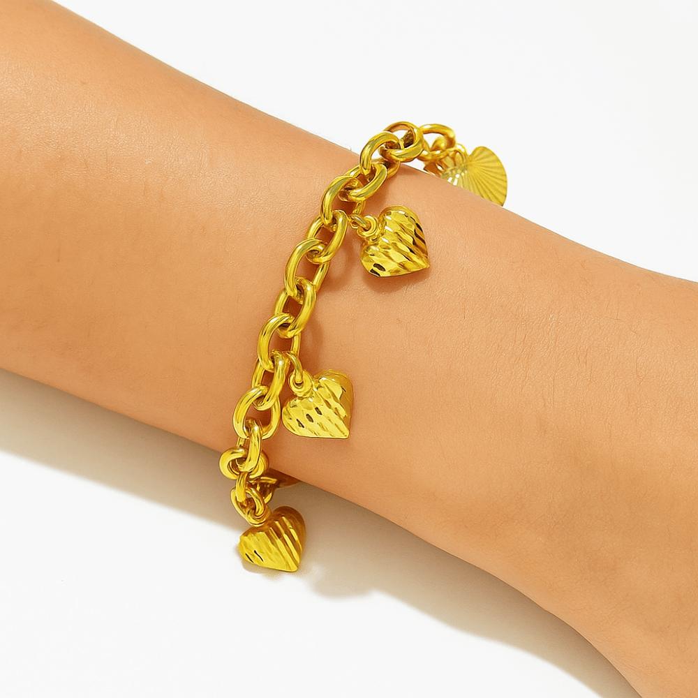 with Bell Sand Gold Heart Bracelet Handmade Wedding Charm Bangle  Jewelry Accessories