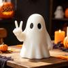 Durable Ghost Figurine for Shelf Halloween with Peace Sign, Spooky White Whimsical Statue Statue, Cute Tabletop Ornament Shelf, Party Gift Ornaments