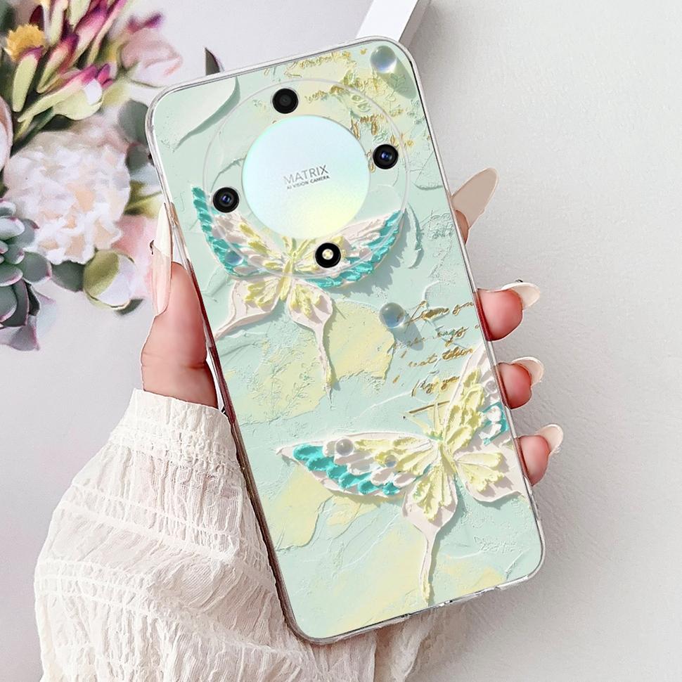 For Honor X9b 5G Case Flowers Butterfly Painted Cover Soft Silicone Casing For Honor X9 X9 b HonorX9b 5G Phone Case