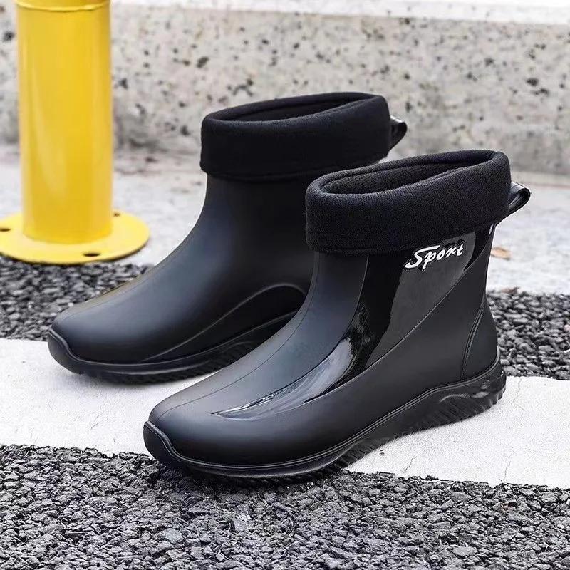 Waterproof Non Slip Wear-resistant Trendy Large Size Rain Boots for Men Casual Comfortable Chef Fishing Working Outdoor Footwear