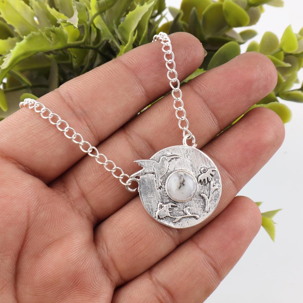 Dendritic Opal Jewelry, 925 Solid Sterling Silver Jewelry, Handmade Gorgeous Silver Pendant For Thanksgiving Gift