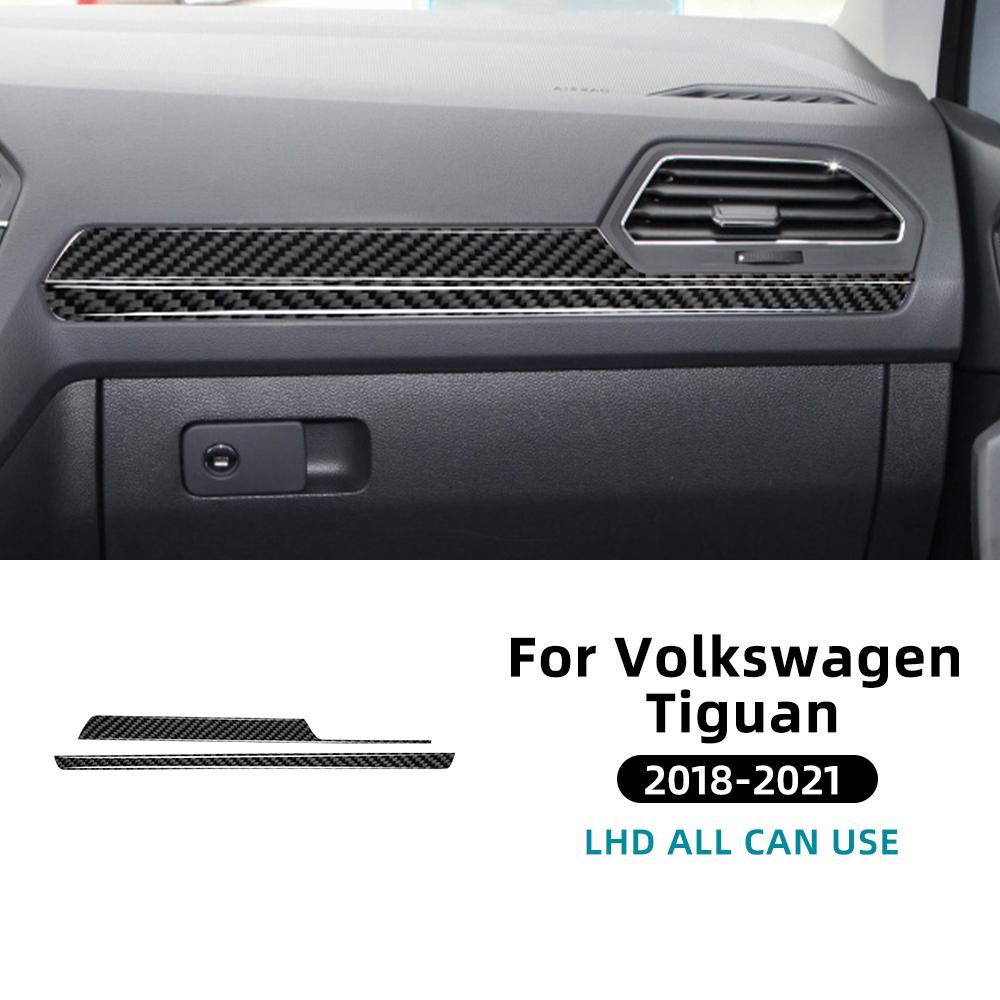 For Volkswagen Tiguan A2 AD1/AX1 2018 2019 2020 2021 Real Soft Carbon Fiber Sticker LHD RHD Car Passenger Side Trim Strip.