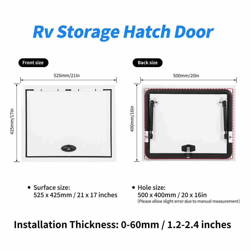 20 X 16in RV Baggage Door with Safety Lock 120 Deg Opening UV Resistant Heavy Duty Cargo Hatch Door for Trailer