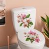 2Pcs Creative Rose Flower Waterproof Toilet Sticker Bathroom Wall Background Decal Home Decoration Self-adhesive Posters