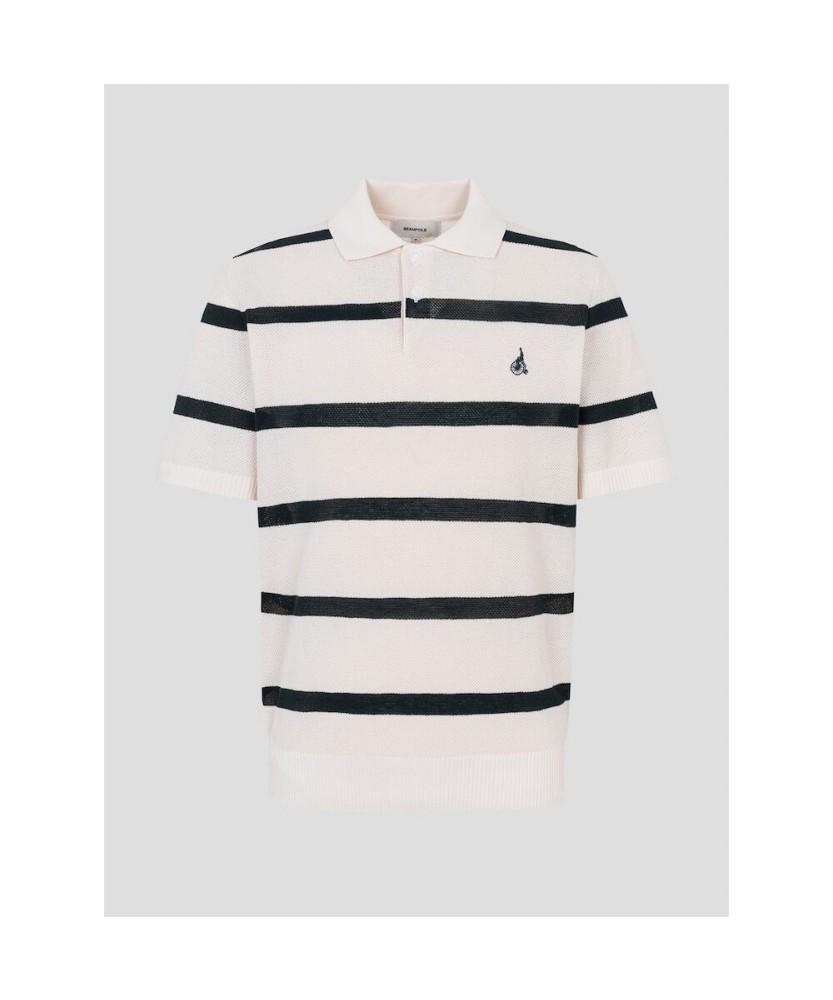 Binpolmen Bold Stripe Collared Neck Knit Ivory