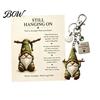 Gnome Keyring Keychain with Inspirational Card, Still Hanging On, Keep Growing, Fine Encouragement Your Path, Dwarf Key Ring for Bags Backpacks