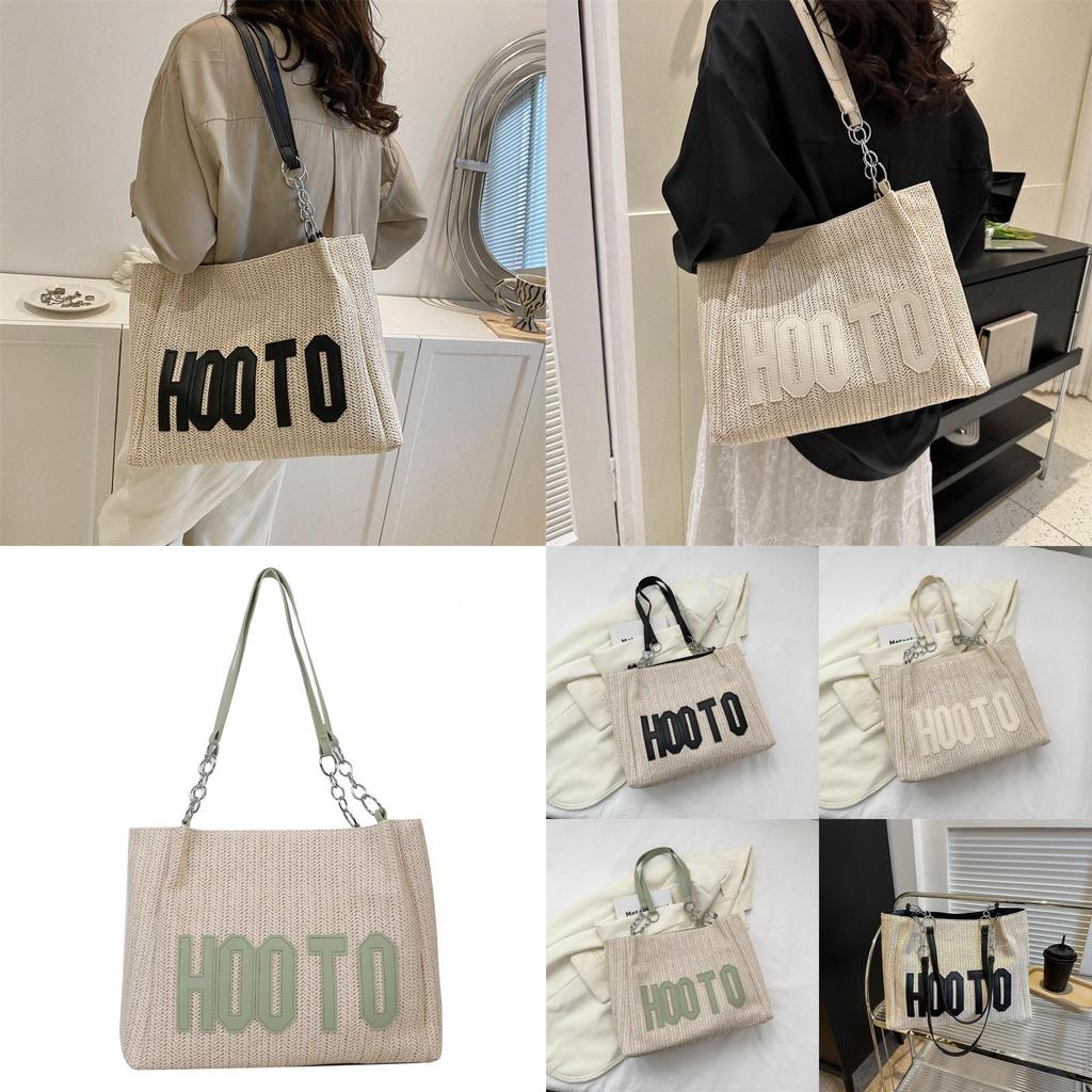 Fashionable Woven Tote Bag For Women Medium-sized Trendy Handbag In Black