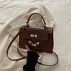 New Fashion Crocodile Embossed Faux Leather Shoulder Bag for Women Vintage Lock Square Crossbody Purse