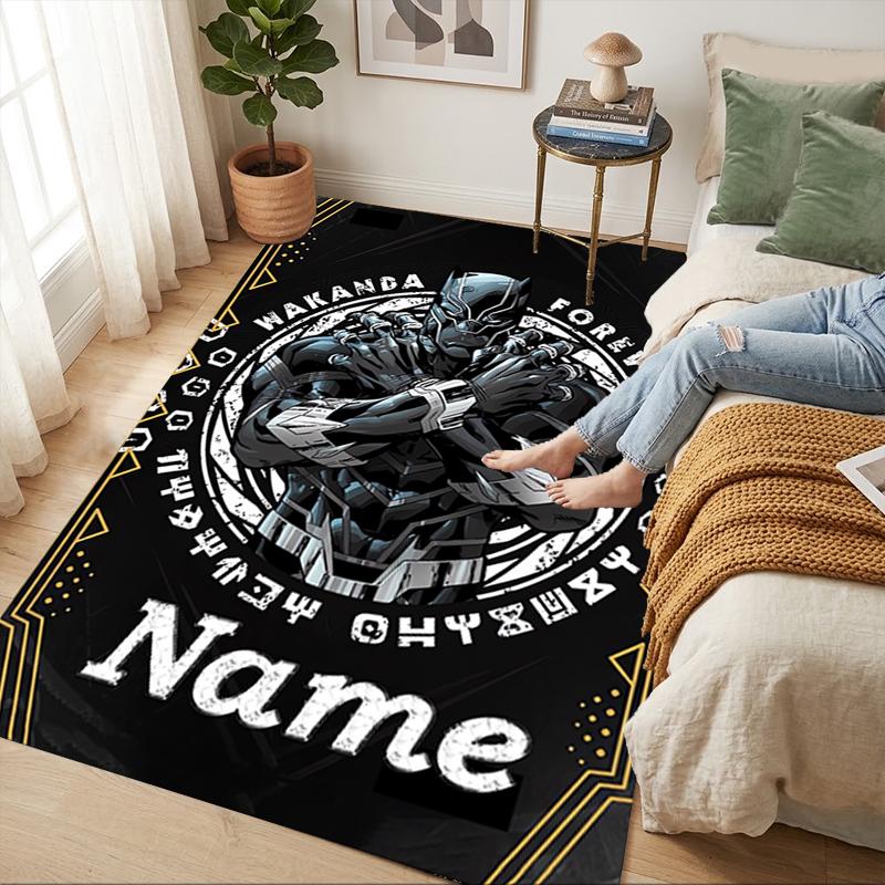 Personalized Name Superhero Power Living Room Non-Slip Area Rug Soft Carpet for Bedroom Playroom Sofa Office Home Decor Doormat