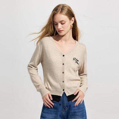 Women's Slim-Fit V-Neck Wool Blend Cardigan