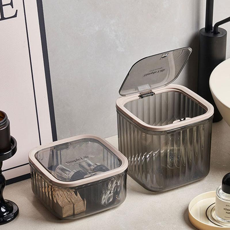 Press Type Desktop Trash Convenient Plastic Transparent Storage Box Desk Organizer Office Supplies