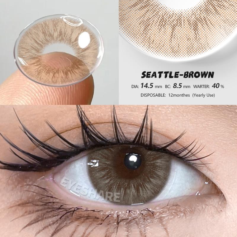 

Eyeshare Кольорові контактні лінзи Остання модель 2 шт. Чорні природні м’які лінзи Коричневі лінзи для краси Сірі лінзи Річний кольоровий макіяж Сині лінзи