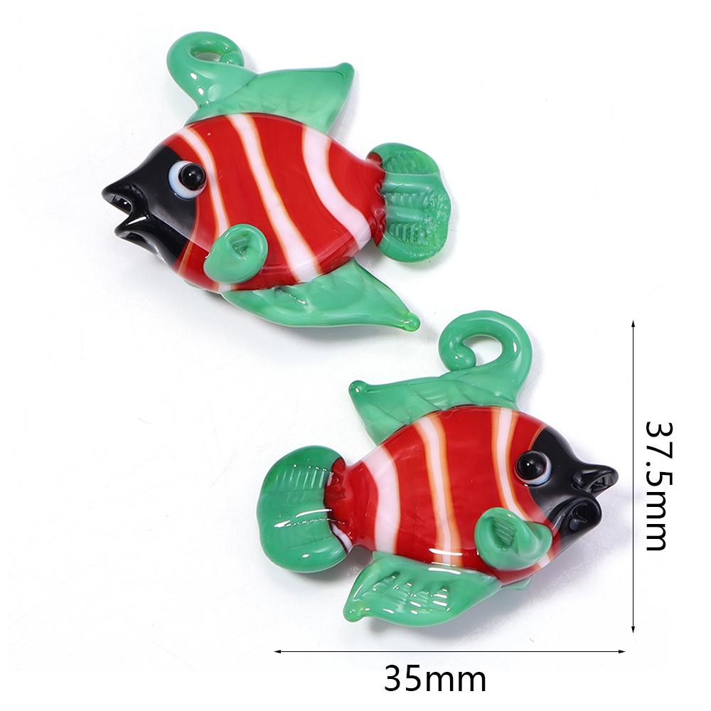 2pcs/Lot 3D Tropical Fish Animal Lampwork Charms For Jewelry Making Tiny Statue Ornaments Aquarium Decor DIY Necklace Pendant