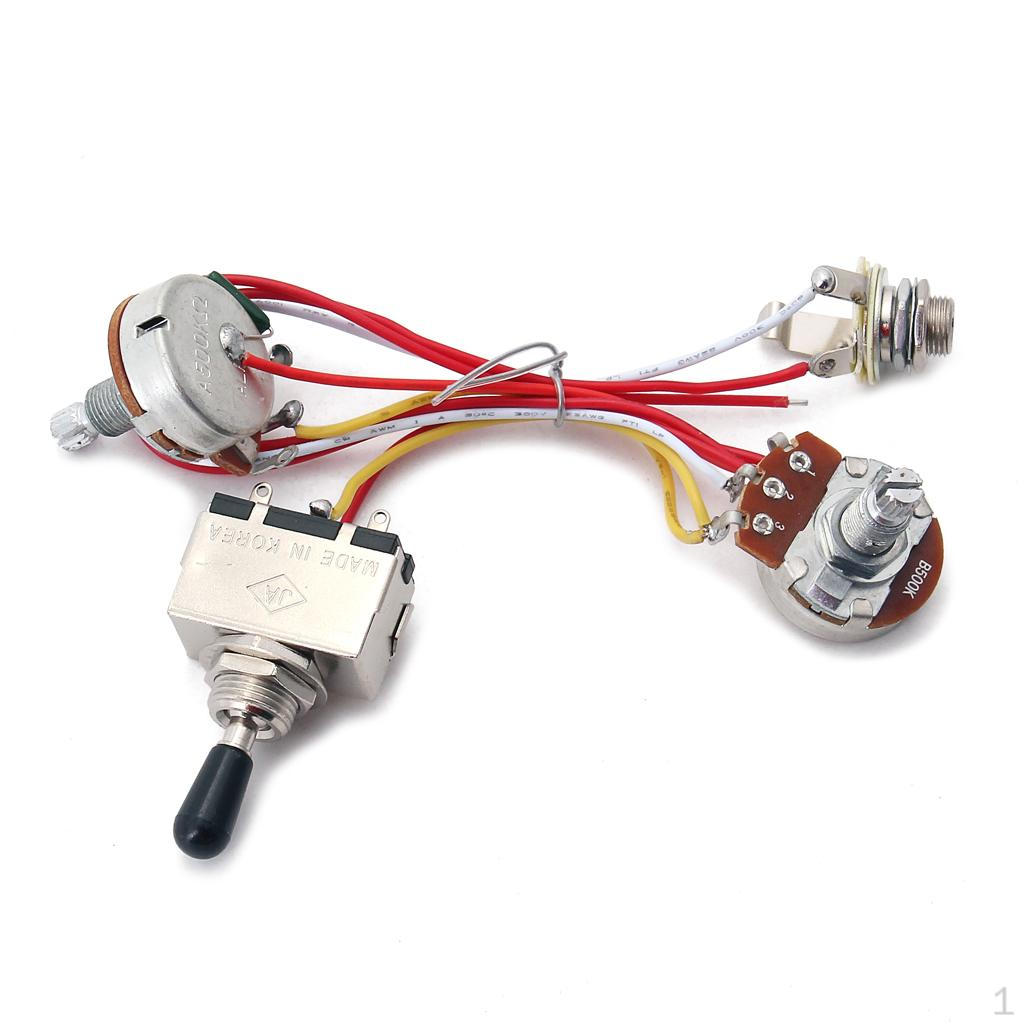 Guitar Wiring Harness Way Toggle Switch 500K Pots for Electric Cigar Box Parts