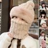 Ski Windproof Warm Hat Fluffy Neck Warmer Casual Lei Feng Hat  for Women Girls