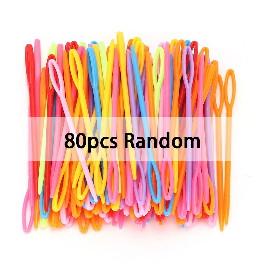 

80/180pcs Plastic Sewing Needle Colorful Knitting Tool DIY Handmade Sewing Supplies Sweater Scarf Woolen Doll Weaving Needle XJM