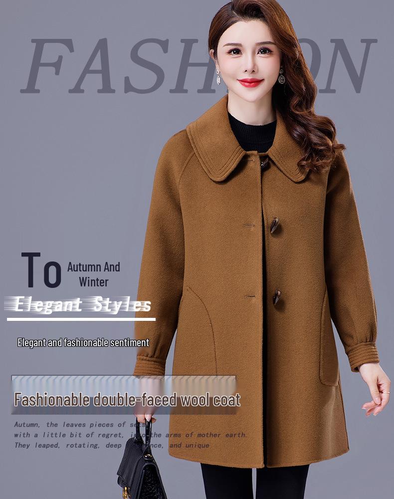 2026 Autumn/Winter Women's Double-Sided Wool Coat - Loose Fit for Petite and Mother-Friendly Style