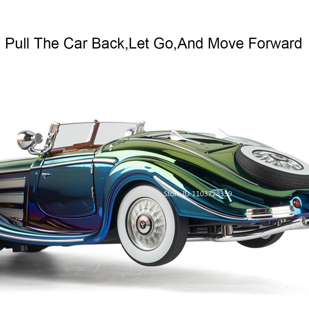 1:24 500K 300Sl Miniature Model Vintage Car Alloy Diecast Sound Light Door Opened Shock Absorption Electroplate Vehicle For Kids