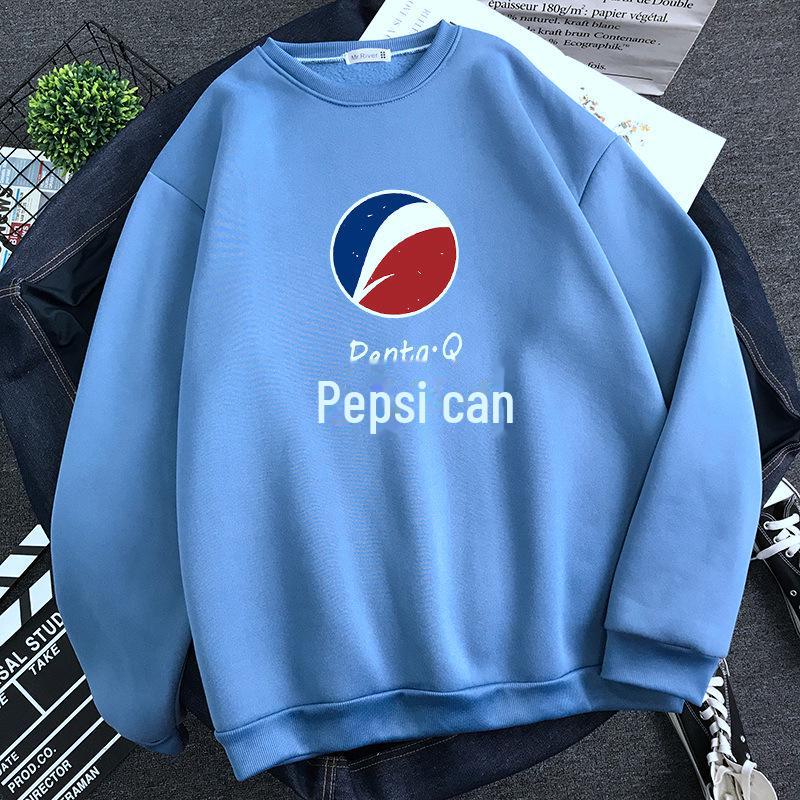 2024 Молодежный трендовый белый бархатный свитшот с круглым вырезом - Теплый осенне-зимний топ Pepsi Denim Blue 3XL джинсовый синий 1170₽