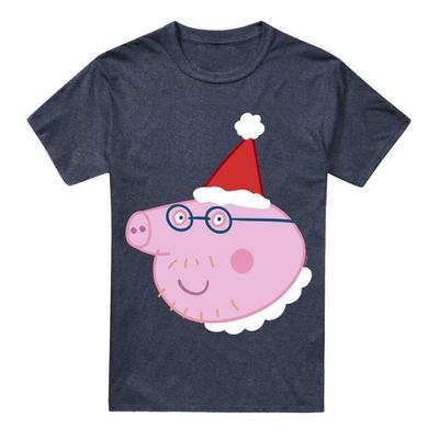 Peppa Pig Unisex Adult Daddy Pig Santa Hat Heather T-Shirt
