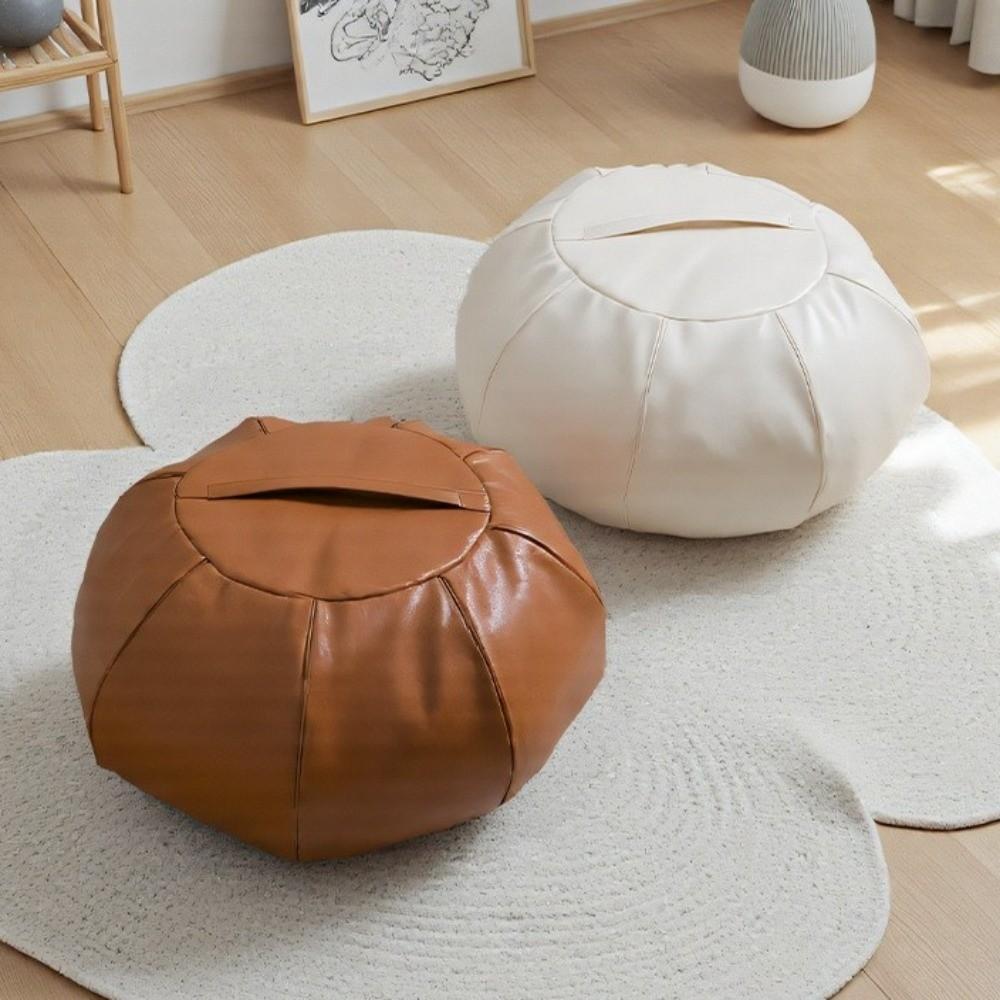 Round Pumpkin Pouf Cover Large Capacity Seat Cushion Cover Accent Stool Footstool Cover  Lounge
