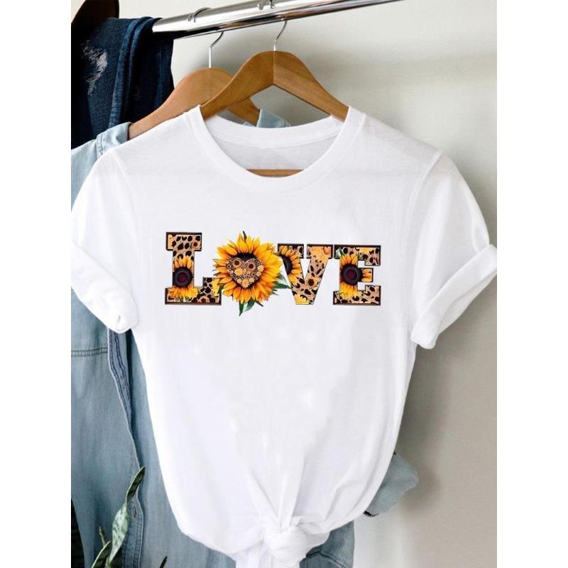 (Marime europeana) Tricou Fluture Floare Tendință Femei Mânecă Scurtă Imprimeu Modă Damă Tricou Top Îmbrăcăminte Casual Feminină Tricouri Grafice