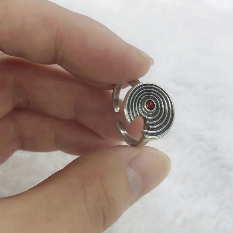 Adjustable Spiral Texture Ring Men Women Hip Hop Vintage Open Finger Plated