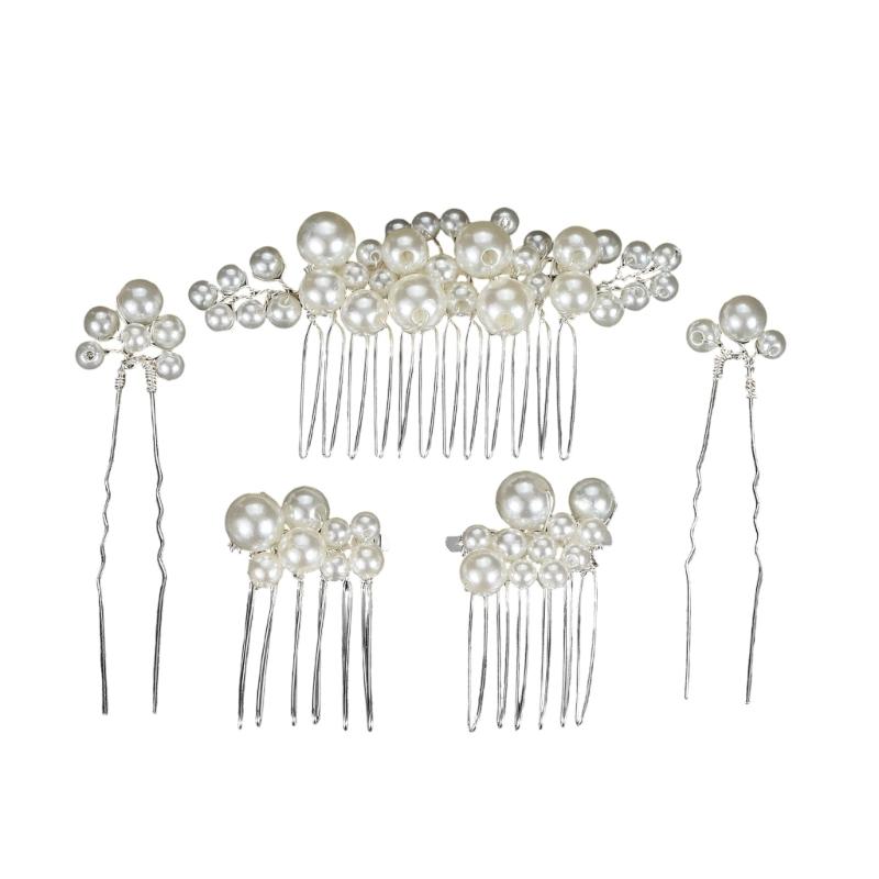 5Pcs Wedding Rhinestones Hairpins Bridal Party Hair Accessories With U Shaped Design For Bride Bridesmaids Flower Girls