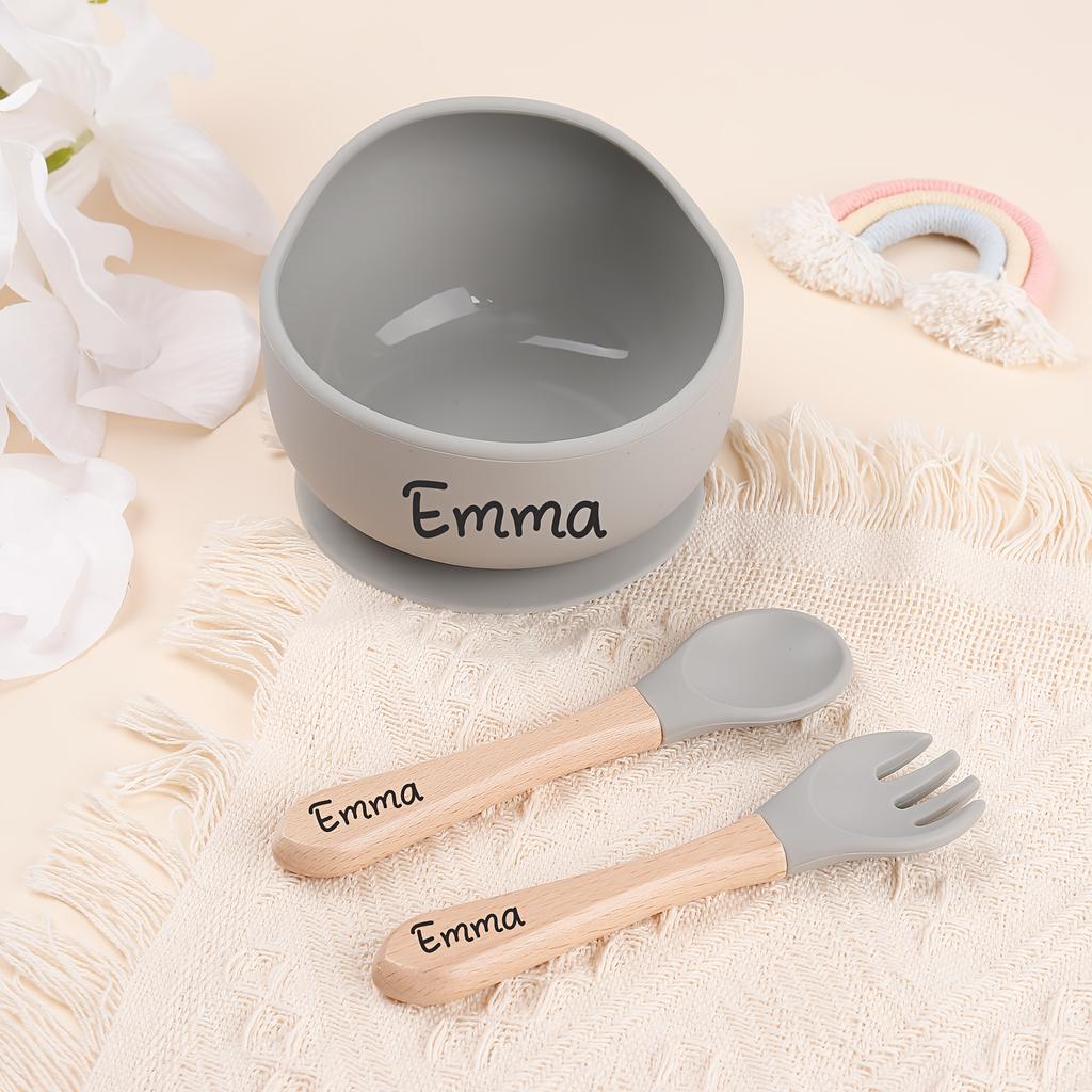 [Tigela de Silicone Personalizada] Tigela de Alimentação Durável de Silicone Segura para Micro-ondas Personalizada | Perfeita para Celebrações de Primeiro Aniversário, Essenciais para Alimentação