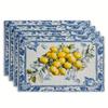 Sets de table Citron et Feuilles Vertes, Lot de 4 Sets de Table Durables, Chemin de Table Rectangulaire 12" x 18", Convient pour Restaurant,