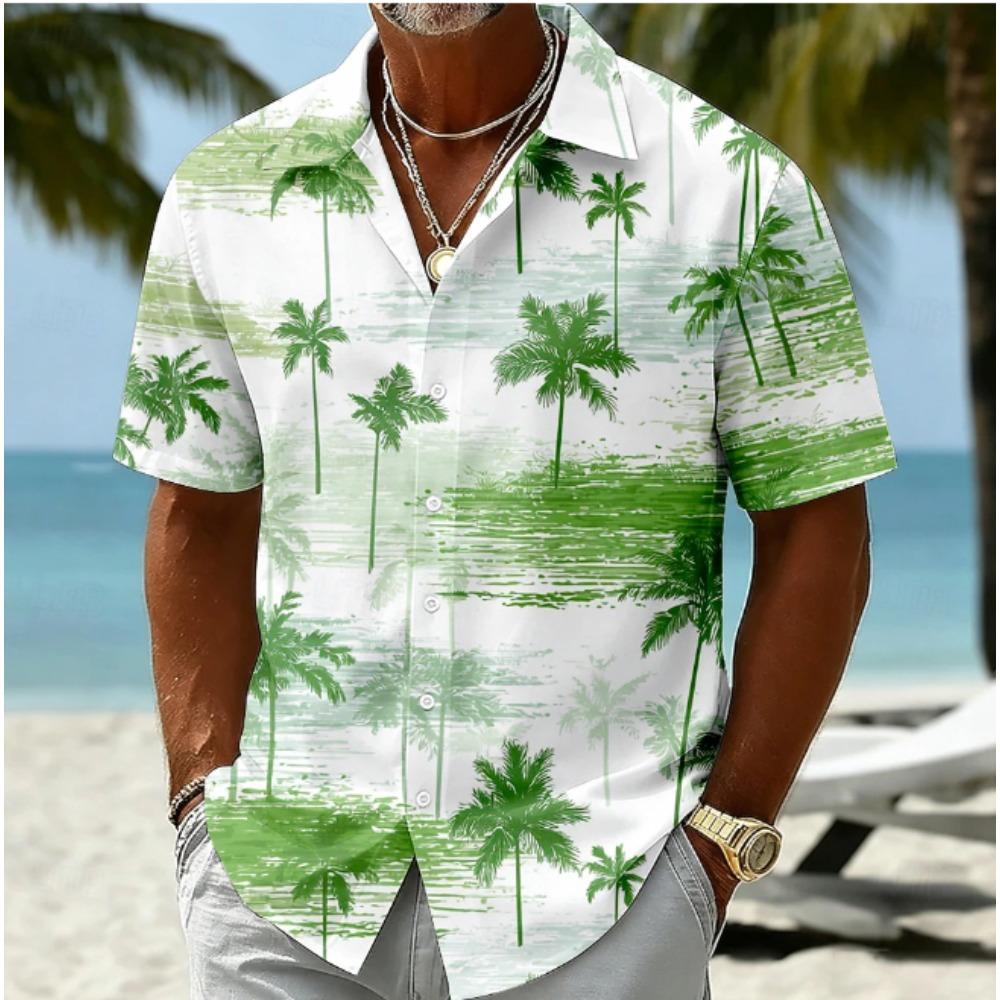 Men's Coconut Tree 3D Print Shirt Button Up Shirt Casual Shirt Summer Shirt Short Sleeve Daily Vacation Clothing