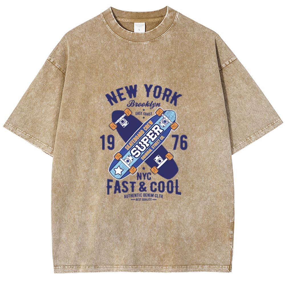 

Футболка с принтом скейтборда, парная, с коротким рукавом, летняя, модная вещь, эффект старого денима, свободная, оверсайз, уличный стиль 3XL