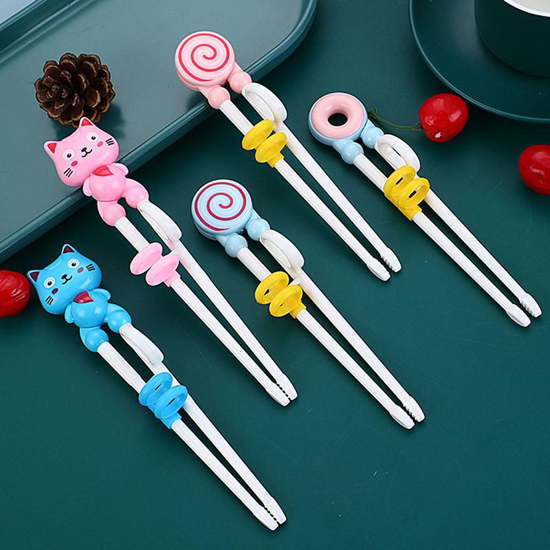 1 paar Baby Kinder Training Geschirr Lebensmittel Sticks Cartoon Tier Essstäbchen Für Kinder Nette Katze Elementare Lernen Essstäbchen