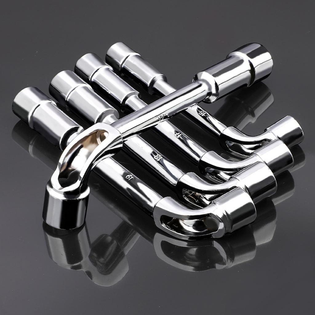 6/8/10/12mm Steel L-Shape Angled Pipe Socket Wrench Pipe Hexagonal Elbow Wrench Spanner Automotive Mechanical Tool
