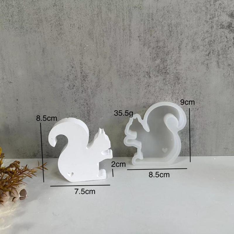 1 Pcs 3D DIY Cute Squirrel Silicone Candle Mold Animal Squirrel Soy Wax Silicone Mould Animals Gypsum Resin Mould Home Decor