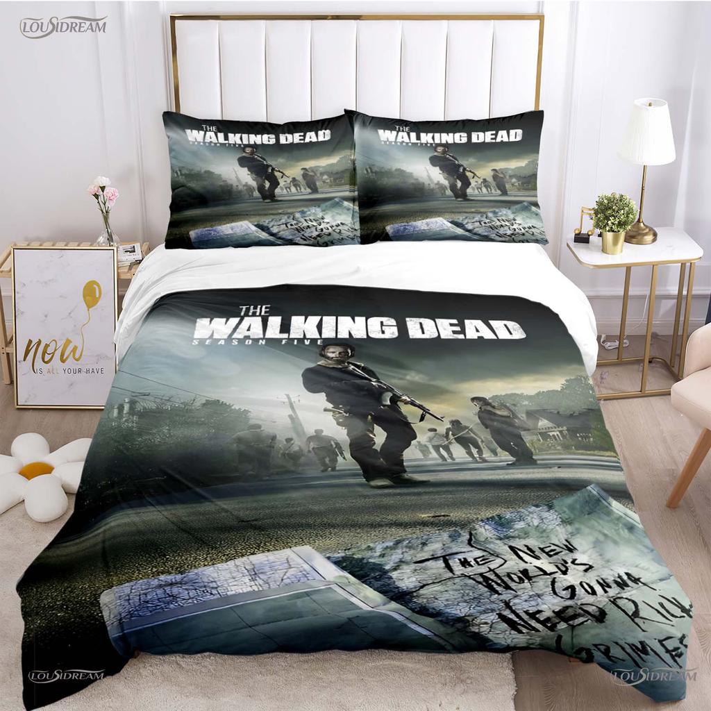 Walking Dead Filmmönster Alla Säsonger Påslakan Sängkläder Lyxigt Mjukt Täckeöverdrag och Kuddfodral Enkel/Dubbel/Queen/King