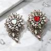 Vintage Flower Brooches For Women Heart Crystal Royal Style Luxury Plants Party Office Brooch Pin Gifts