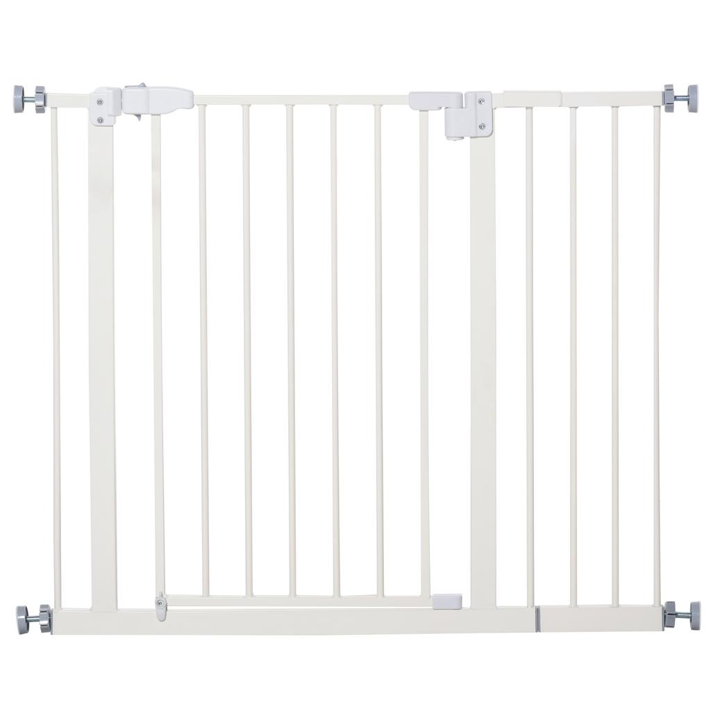 Push-fit Extendable Dog Gate with Automatic Closure, Height 76.2cm, White