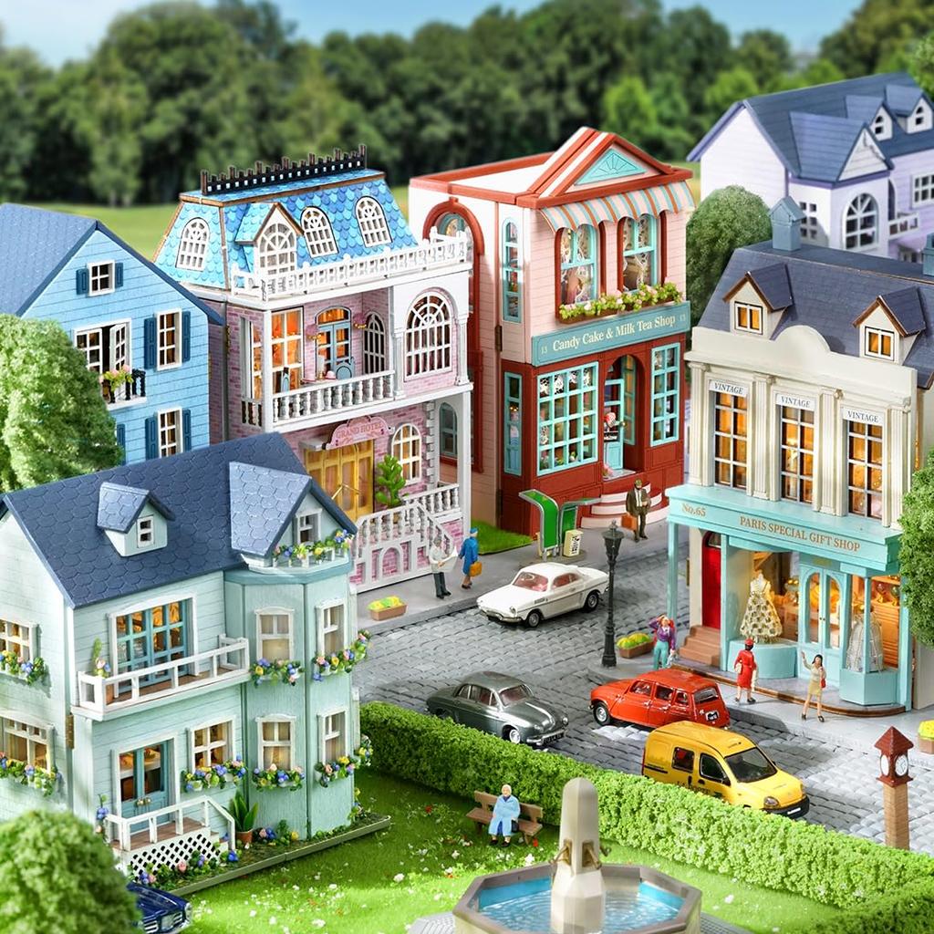 CUTEROOM Miniatur DIY Holzpuppenhaus-Bausatz mit Möbeln und LED Geburtstagsgeschenk für Frauen und Mädchen Haus, Lichter, (Wärmere Manieren)